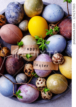 Easter eggs paint with natural dye Easter eggs paint with natural dye 124237883