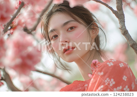 Beautiful women in spring fashion "AI generated images" 124238023