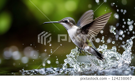 Hummingbird Capture Riverbank Wildlife Photography Nature Close-Up Action Hummingbird Capture Riverbank Wildlife Photography Nature Close-Up Action 124238067