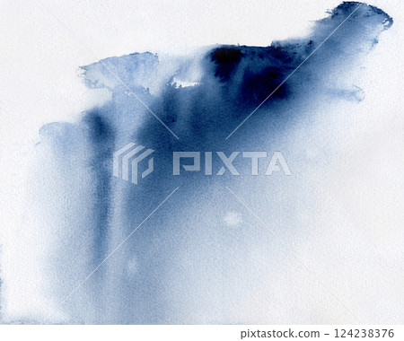 Hand-painted watercolor blue background. The abstract texture spot is different in tone. It looks like a waterfall. Hand-painted watercolor blue background. The abstract texture spot is different in tone. It looks like a waterfall. 124238376