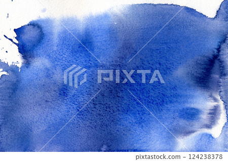 Dark blue abstract watercolor background, hand-drawn. Watercolor illustration. Textured. 124238378
