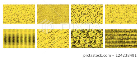 Set of small dash backgrounds. Vector seamless pattern with hand drawn sprinkles. Set of small dash backgrounds. Vector seamless pattern with hand drawn sprinkles. 124238491