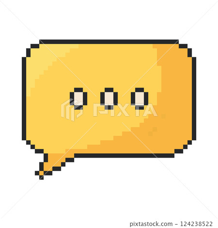 8 bit speech bubble icon. Pixel art object. Old school computer graphic style. 124238522