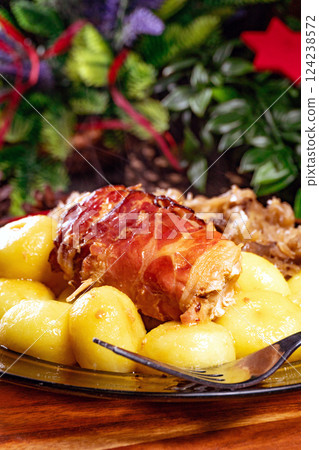 Chicken breast  wrapped with bacon. 124238572