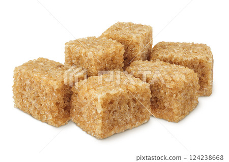 brown sugar cubes isolated on white background 124238668