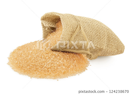 The brown sugar in a bag isolated on white background 124238670