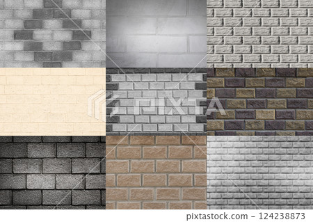 Set of Different Brick Wall Background Set of Different Brick Wall Background 124238873