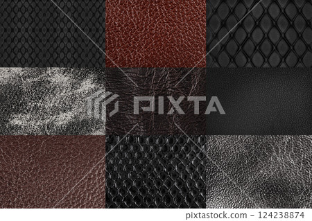Set of different textured animal skin backgrounds Set of different textured animal skin backgrounds 124238874