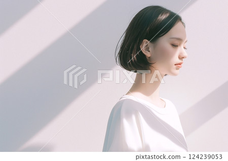 Beautiful skin woman "AI generated image" 124239053