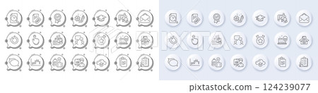 Search document, Hand click and Mail line icons. White pin 3d buttons, chat bubbles icons. Pack of Inspect, Graduation cap, Candlestick graph icon. Vector Search document, Hand click and Mail line icons. White pin 3d buttons, chat bubbles icons. Pack of Inspect, Graduation cap, Candlestick graph icon. Vector 124239077