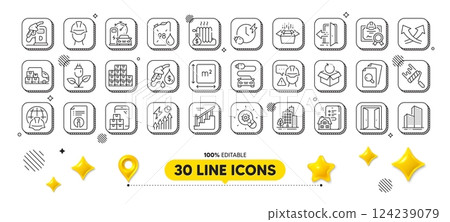 Skyscraper buildings, Return package and Paint roller line icons pack. 3d design elements. Packing boxes, Entrance, Eco power web icon. Buildings, Technical info, Open door pictogram. Vector Skyscraper buildings, Return package and Paint roller line icons pack. 3d design elements. Packing boxes, Entrance, Eco power web icon. Buildings, Technical info, Open door pictogram. Vector 124239079