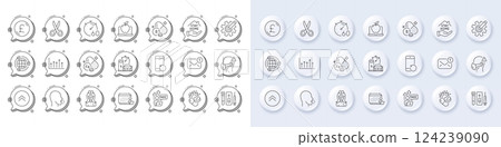 Accounting, Laptop and Stay home line icons. White pin 3d buttons, chat bubbles icons. Pack of Coronavirus pills, Fake internet, Cough icon. Cut, Cogwheel, Iron pictogram. Vector Accounting, Laptop and Stay home line icons. White pin 3d buttons, chat bubbles icons. Pack of Coronavirus pills, Fake internet, Cough icon. Cut, Cogwheel, Iron pictogram. Vector 124239090