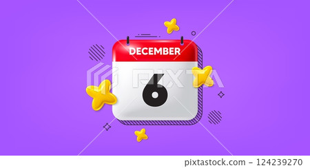 Calendar date of December 3d icon. 6th day of the month icon. Event schedule date. Meeting appointment time. 6th day of December. Calendar month date banner. Day or Monthly page. Vector 124239270