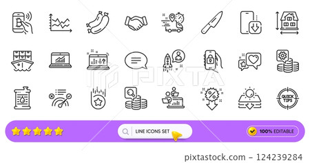 Chat, Tips and Phone download line icons for web app. Pack of Discount, Express delivery, Teamwork pictogram icons. Oil barrel, Heart, Inspect signs. Locked app, Handshake, Shipment. Vector Chat, Tips and Phone download line icons for web app. Pack of Discount, Express delivery, Teamwork pictogram icons. Oil barrel, Heart, Inspect signs. Locked app, Handshake, Shipment. Vector 124239284