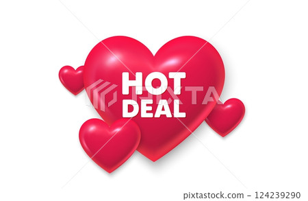 3d hearts love banner. Hot deal tag. Special offer price sign. Advertising discounts symbol. Hot deal message. Banner with 3d heart icon. Love Valentin template. Vector 3d hearts love banner. Hot deal tag. Special offer price sign. Advertising discounts symbol. Hot deal message. Banner with 3d heart icon. Love Valentin template. Vector 124239290