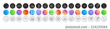 Cream, Digestion and Coronavirus line icons. Round icon gradient buttons. Pack of Coronavirus vaccine, Biotin vitamin, Iron icon. Cholecalciferol, Eye, Alcohol addiction pictogram. Vector Cream, Digestion and Coronavirus line icons. Round icon gradient buttons. Pack of Coronavirus vaccine, Biotin vitamin, Iron icon. Cholecalciferol, Eye, Alcohol addiction pictogram. Vector 124239364