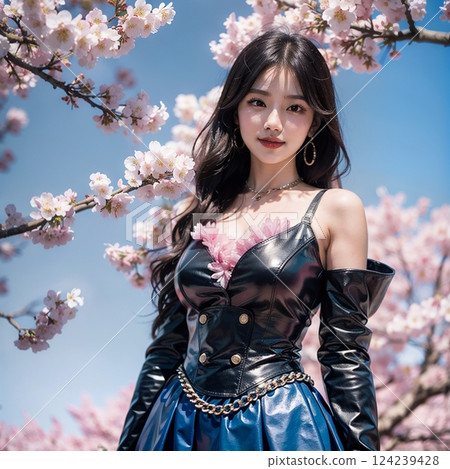 Cherry blossoms and blue skies. Photographed in cosplay costumes!! 124239428