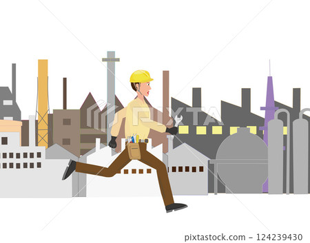 工程師們在工廠裡忙碌著奔波。 124239430