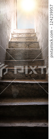 Steps from the dark basement to the light Steps from the dark basement to the light 124239957