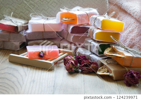 Homemade soap on the table 124239971