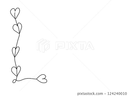 Romanic floral corner frame, one line drawing vector illustration. 124240010