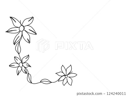 Flower floral corner frame, one line drawing vector illustration. 124240011
