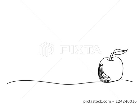 Apple. One line drawing vector illustration. 124240016