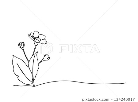Flower. One line drawing vector illustration. 124240017