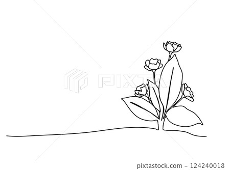 Flower. One line drawing vector illustration. 124240018