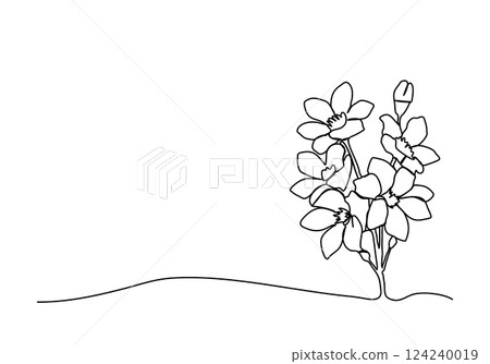 Flower. One line drawing vector illustration. 124240019
