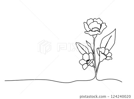 Flower. One line drawing vector illustration. 124240020