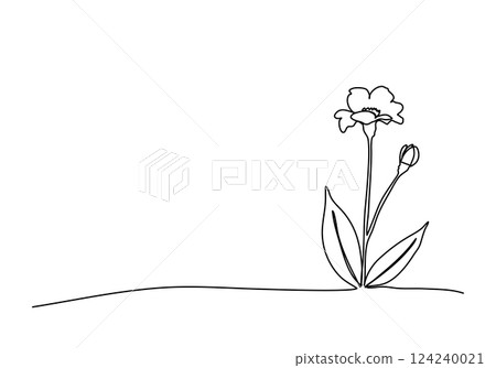 Flower. One line drawing vector illustration. 124240021