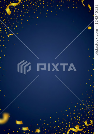 Sparkling gold confetti on elegant blue background 124240182