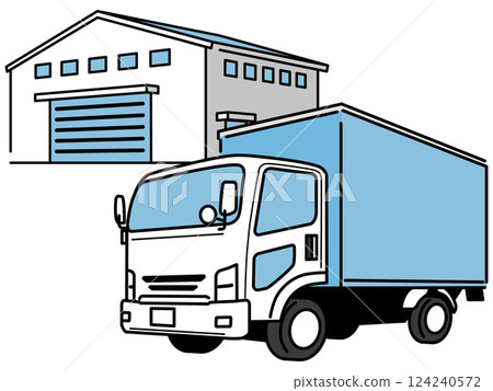 倉庫和卡車向量插圖 124240572