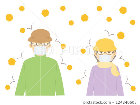 一位老人採取措施防止花粉飛揚和花粉症的插圖 124240603