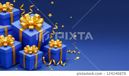 Blue gift for special occasions, blue present box Blue gift for special occasions, blue present box 124240878