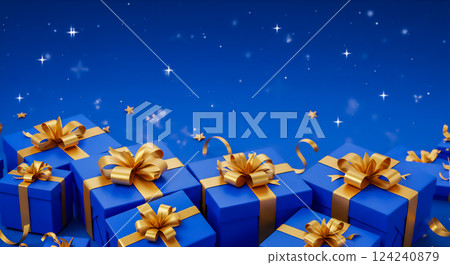 Blue gift for special occasions, blue present box Blue gift for special occasions, blue present box 124240879