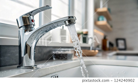Clear water flowing vigorously Clear water flowing vigorously 124240902