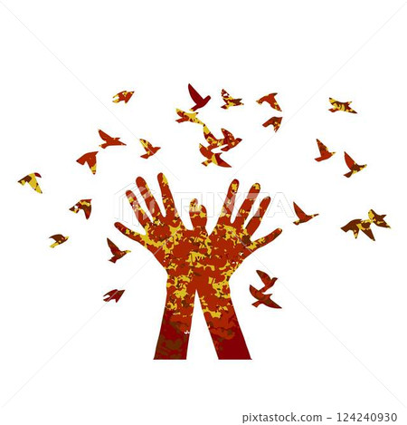hand release the birds. hand release the birds. 124240930