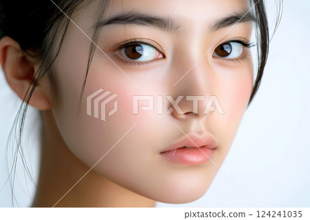 "AI-generated image" of an adult woman with beautiful skin 124241035