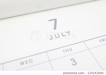 July calendar close-up July calendar close-up 124241644