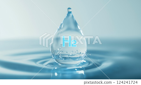 A drop of hydrogen, a symbol of clean energy 124241724
