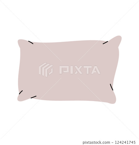 Rectangle pillow. Comfortable fluffy pillow. Vector illustration. 124241745