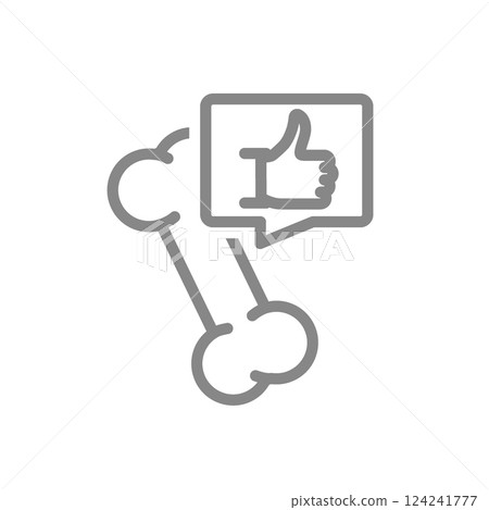Human bone with thumb up in speech bubble line icon. Healthy organ symbol. Vector illustration. 124241777