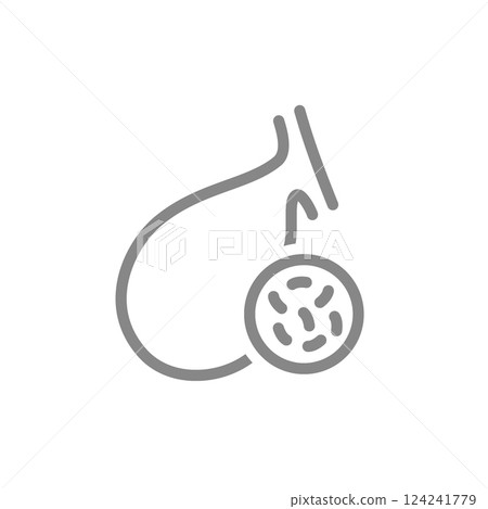 Gallbladder with bacteria line icon. Disease internal organ, gallbladder infection symbol. Vector illustration 124241779