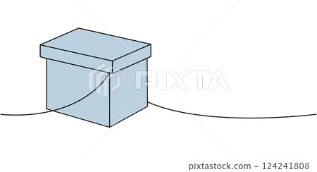 Delivery box one line colored continuous drawing. Packaging box. Vector illustration. 124241808