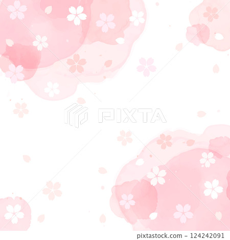 以春天為主題的背景插畫,融合了粉紅色水彩背景和櫻花圖案。 以春天為主題的背景插畫,融合了粉紅色水彩背景和櫻花圖案。 124242091