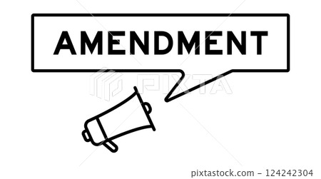 Megaphone icon with speech bubble in word amendment on white background Megaphone icon with speech bubble in word amendment on white background 124242304