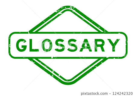 Grunge green glossary word rubber seal stamp on white background Grunge green glossary word rubber seal stamp on white background 124242320
