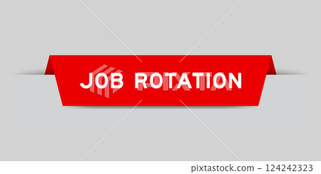 Red color inserted label with word job rotation on gray background Red color inserted label with word job rotation on gray background 124242323